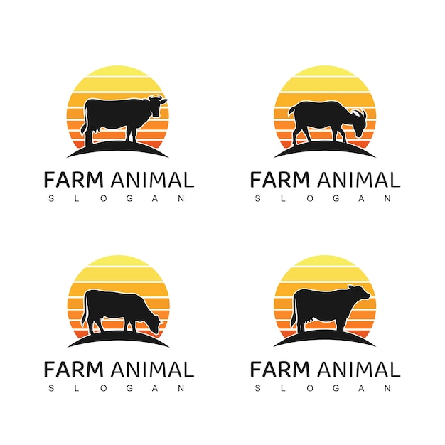 Conjunto de diseño de logotipo de animales de granja