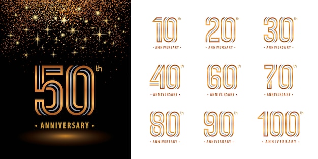 Conjunto de diseño de logotipo de aniversario, logotipo de celebrar aniversario