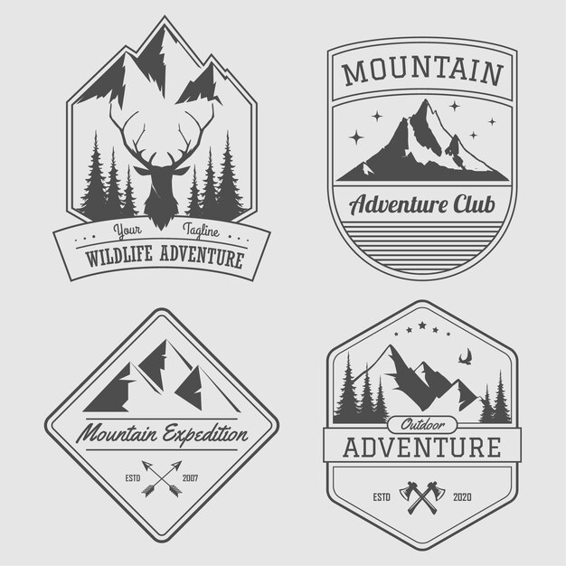 Vector conjunto de diseño de logotipo de aventura.