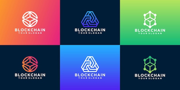 Conjunto de diseño de logotipo Blockchain