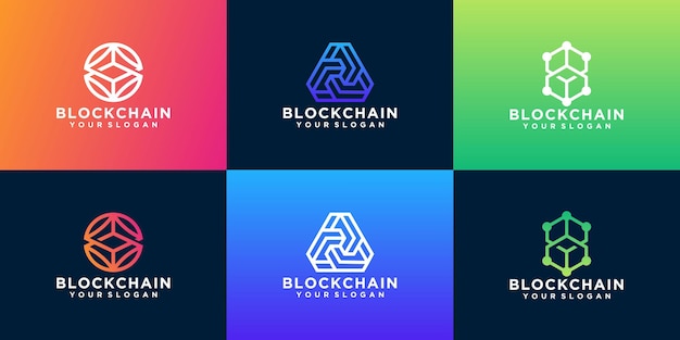 Vector conjunto de diseño de logotipo blockchain