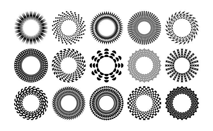 Vector conjunto de diseño de logotipo de borde de círculo de línea abstracta