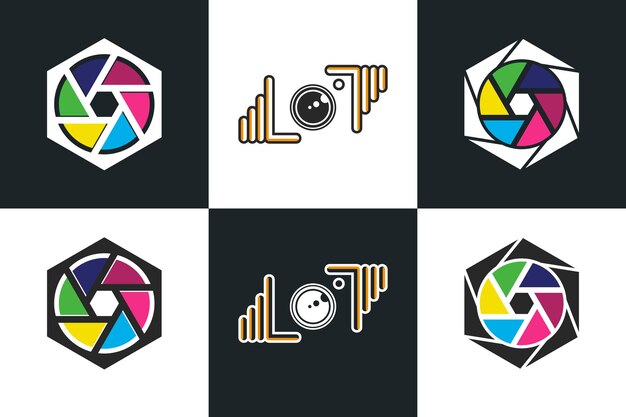 Vector conjunto de diseño de logotipo de cámara con concepto moderno de vector premium