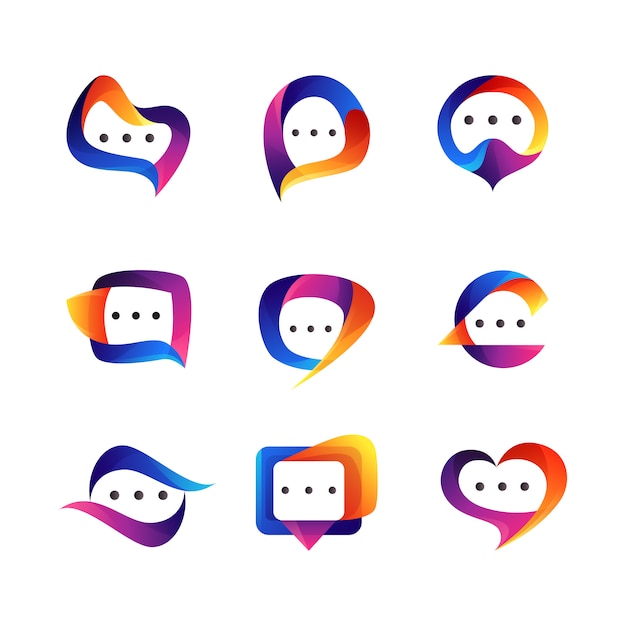 Vector conjunto de diseño de logotipo de chat