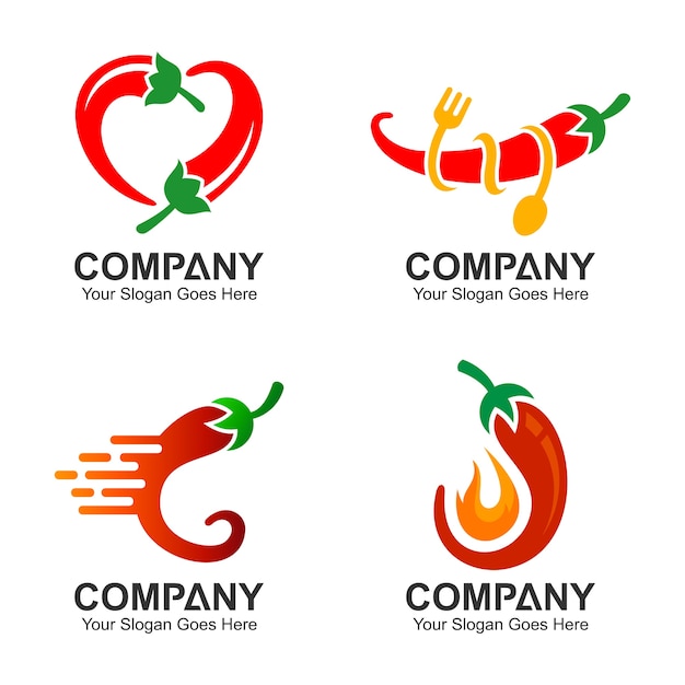 Vector conjunto de diseño de logotipo de chile, conjunto de iconos de chile