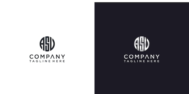 Conjunto de diseño de logotipo de círculo plateado monograma
