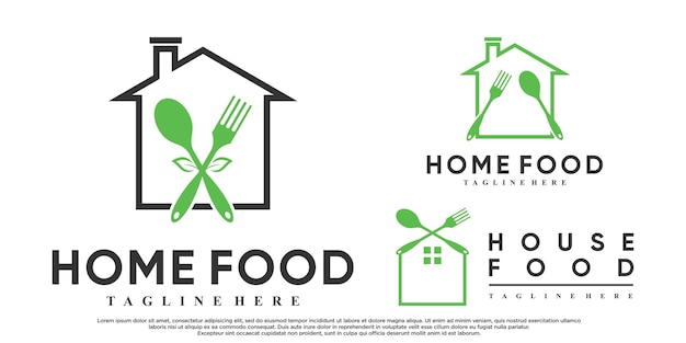 Conjunto de diseño de logotipo de comida casera con concepto creativo Vector Premium