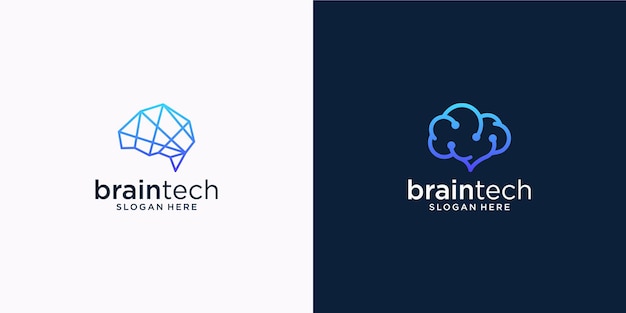 Conjunto de diseño de logotipo de conexión cerebral