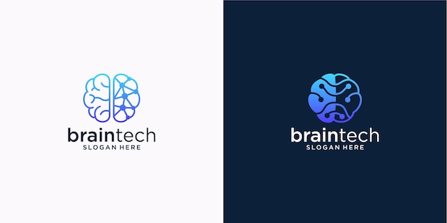 Conjunto de diseño de logotipo de conexión cerebral