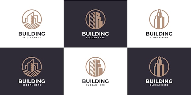 conjunto de diseño de logotipo de construcción