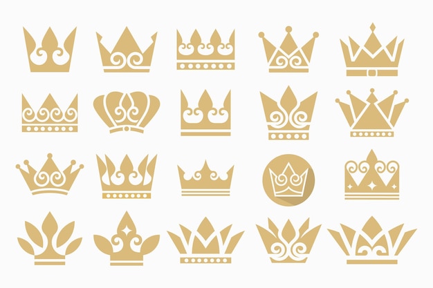 conjunto de diseño de logotipo de la corona Vector RoyalKing Queen símbolo de lujo