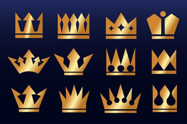 conjunto de diseño de logotipo de la corona Vector RoyalKing Queen símbolo de lujo