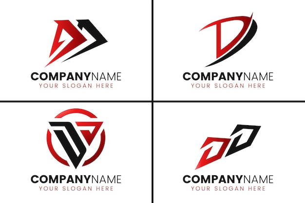Conjunto de diseño de logotipo creativo monograma letra dd