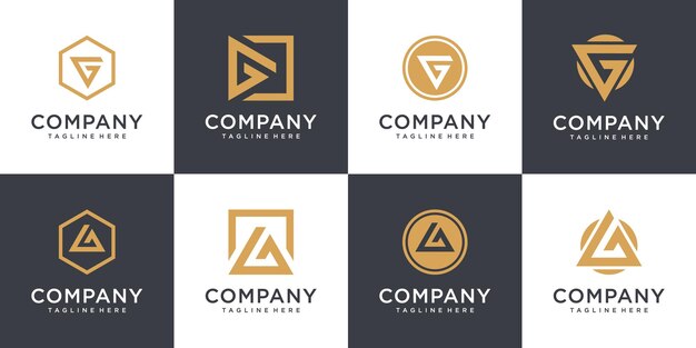 Conjunto de diseño de logotipo creativo monograma letra g
