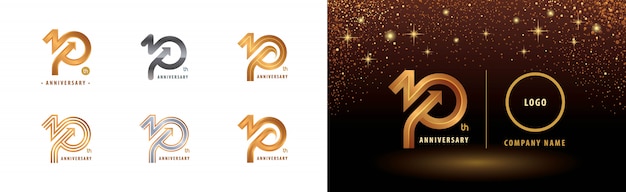 Conjunto de diseño de logotipo de décimo aniversario, celebración de aniversario de diez años