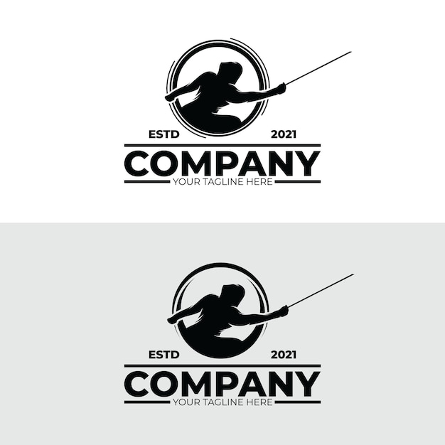 Conjunto de diseño de logotipo de deporte de esgrima.