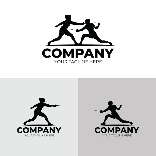 Conjunto de diseño de logotipo de deporte de esgrima.