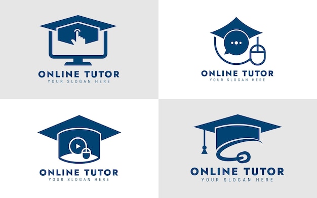 Conjunto de diseño de logotipo de educación inteligente Conjunto mínimo de diseño de logotipo de educación