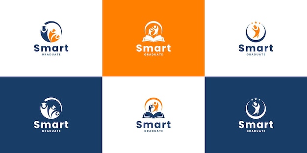 Conjunto de diseño de logotipo educativo para academia universitaria y escolar.