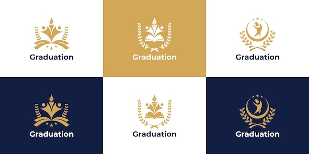 Conjunto de diseño de logotipo educativo para academia universitaria y escolar.