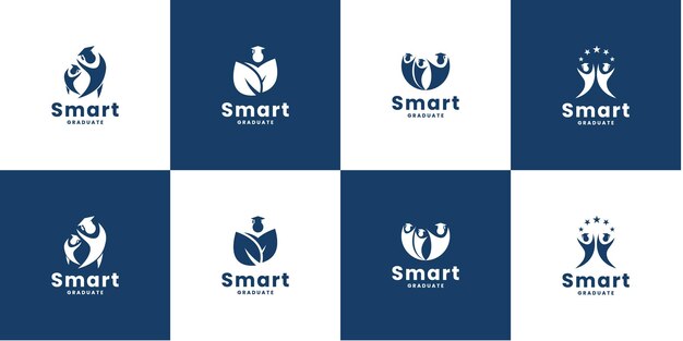 Conjunto de diseño de logotipo educativo para academia universitaria y escolar.