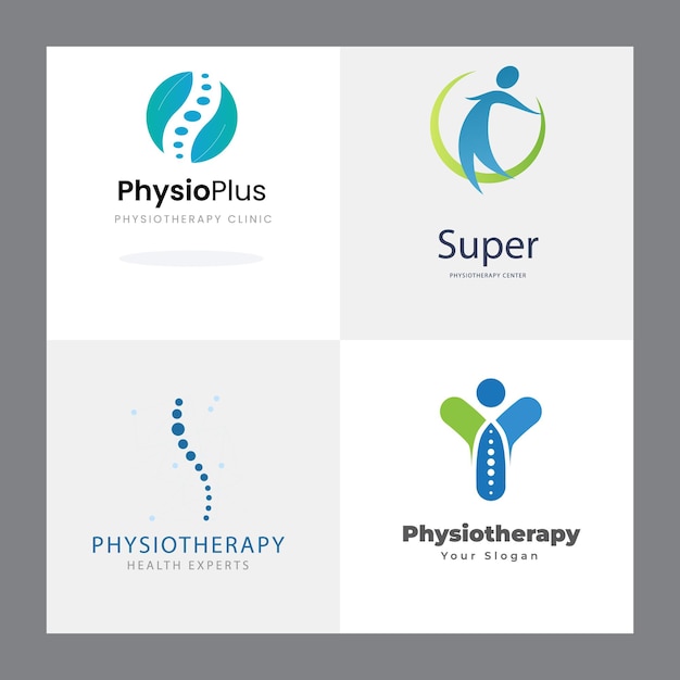 Conjunto de Diseño de Logotipo de Fisioterapia Colección Cuidado de la Salud Humana Psicología Terapia de la Mente Saludable Mas