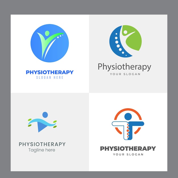 Conjunto de Diseño de Logotipo de Fisioterapia Colección Cuidado de la Salud Humana Psicología Terapia de la Mente Saludable Mas
