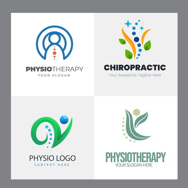 Conjunto de Diseño de Logotipo de Fisioterapia Colección Cuidado de la Salud Humana Psicología Terapia de la Mente Saludable Mas