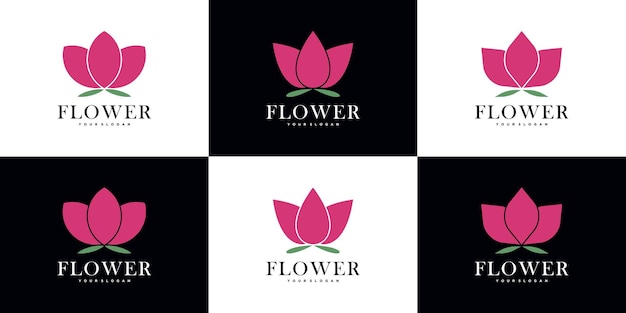 Conjunto de diseño de logotipo de flor abstracto belleza Premium Vector