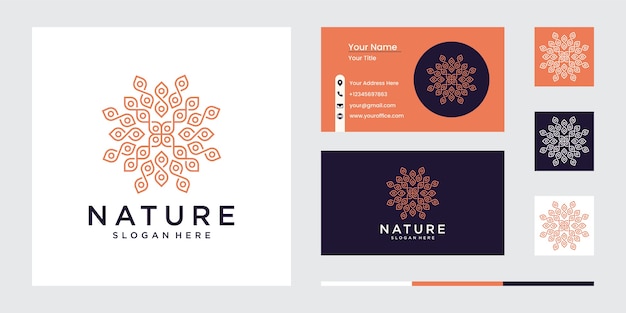 Conjunto de diseño de logotipo de flor de naturaleza