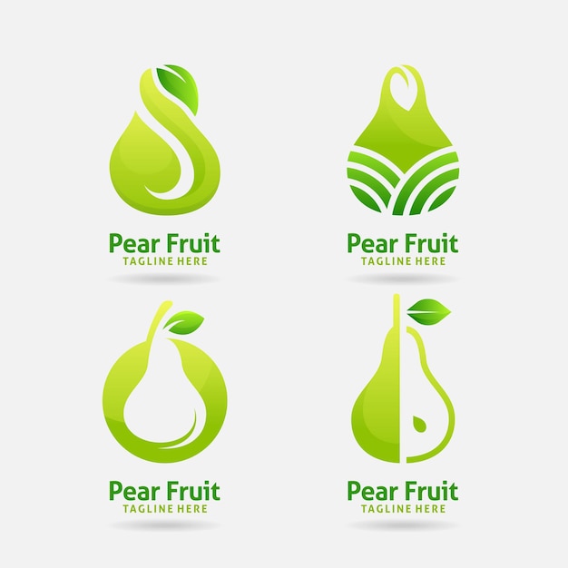 Conjunto de diseño de logotipo de fruta de pera