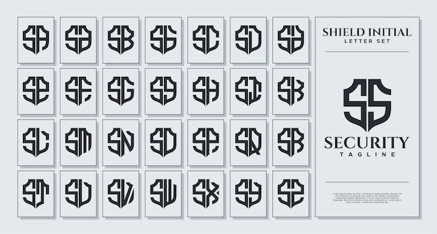 Conjunto de diseño de logotipo geométrico de la letra S SS