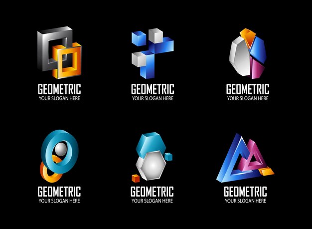 Conjunto de diseño de logotipo geométrico