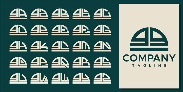 Conjunto de diseño de logotipo GG G de letra de medio círculo moderno