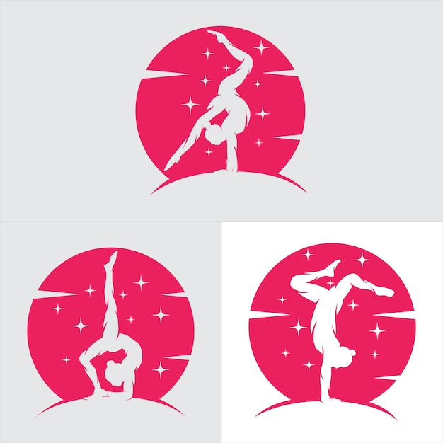 conjunto de diseño de logotipo de gimnasia