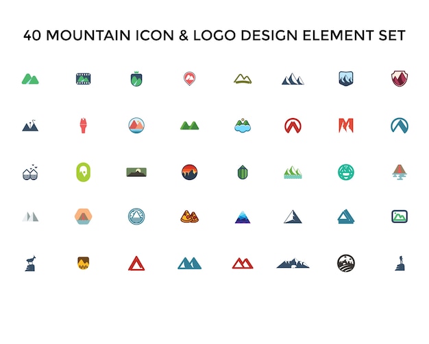 Conjunto de diseño de logotipo de icono de montaña