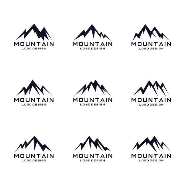 Conjunto de diseño de logotipo de icono de montaña