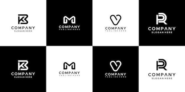 Conjunto de diseño de logotipo de iniciales de letra monograma.