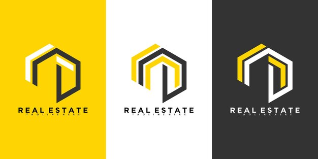 Conjunto de diseño de logotipo inmobiliario con concepto moderno