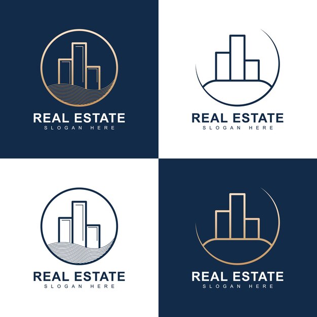 Conjunto de diseño de logotipo inmobiliario