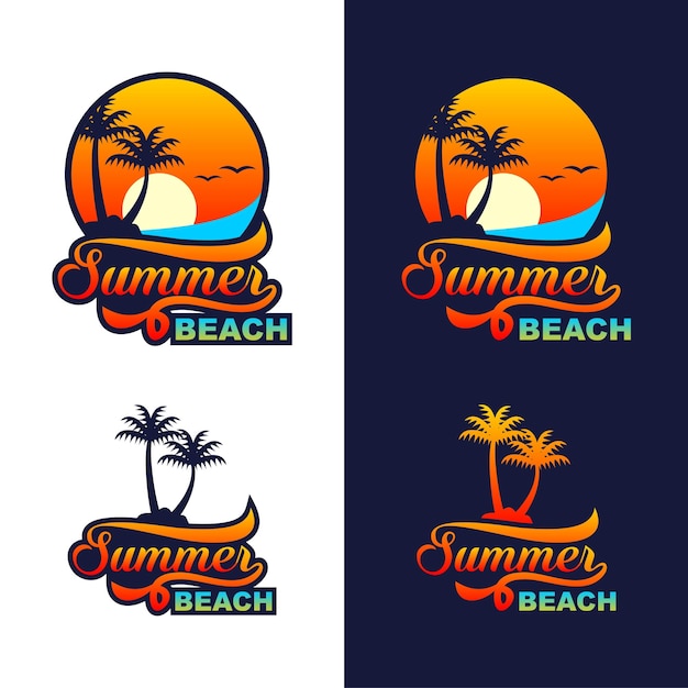 conjunto de diseño de logotipo de insignia de playa de verano