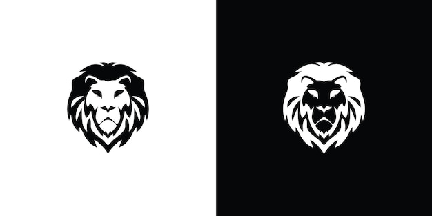 Conjunto de diseño de logotipo de león monograma blanco y negro vector premium