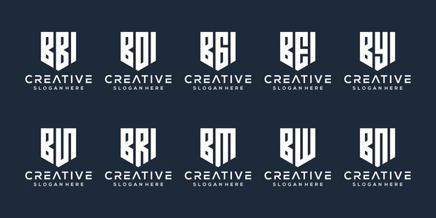 conjunto de diseño de logotipo de letra b paquete