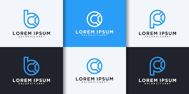 Vector conjunto de diseño de logotipo de letra creativa cpb