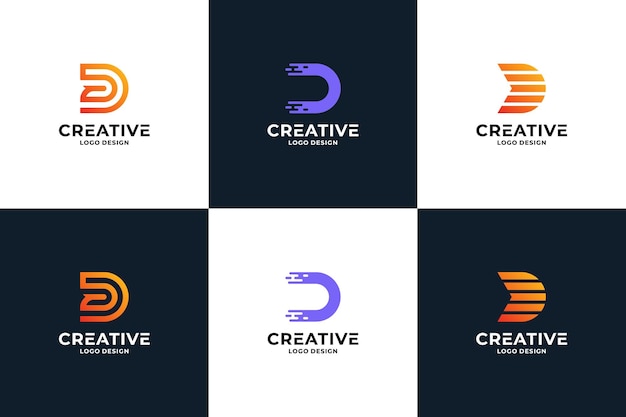 Conjunto de diseño de logotipo de letra d inicial creativa