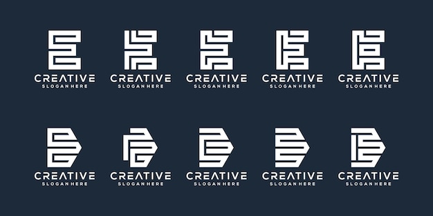 Conjunto de diseño de logotipo letra e