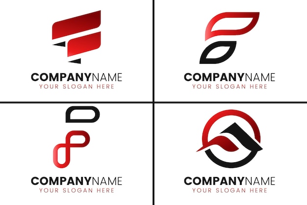 Conjunto de diseño de logotipo de letra f de monograma creativo
