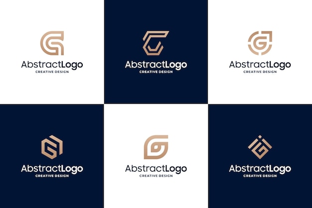 Conjunto de diseño de logotipo de la letra G con concepto de monograma