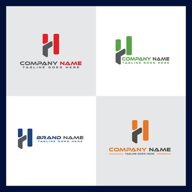 Conjunto de diseño de logotipo de letra H del alfabeto de iconos abstractos Icono de identidad de la empresa Plantilla de marca comercial