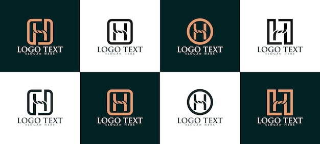 Conjunto de diseño de logotipo letra h con estilo cuadrado. colección de logotipos de la letra h